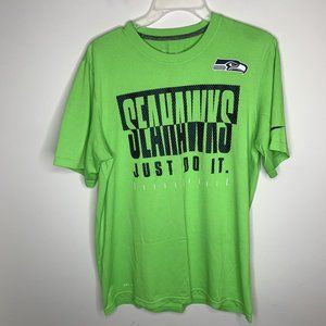 Nike Mens M Dri Fit Green Seattle Seahawks NFL Just Do It Short Sleeve Shirt